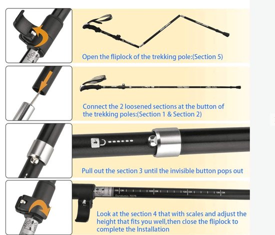 SET Wandelstokken Voor Senior Man -Vrouw ,Verstelbare Trekkingstokken Aluminium