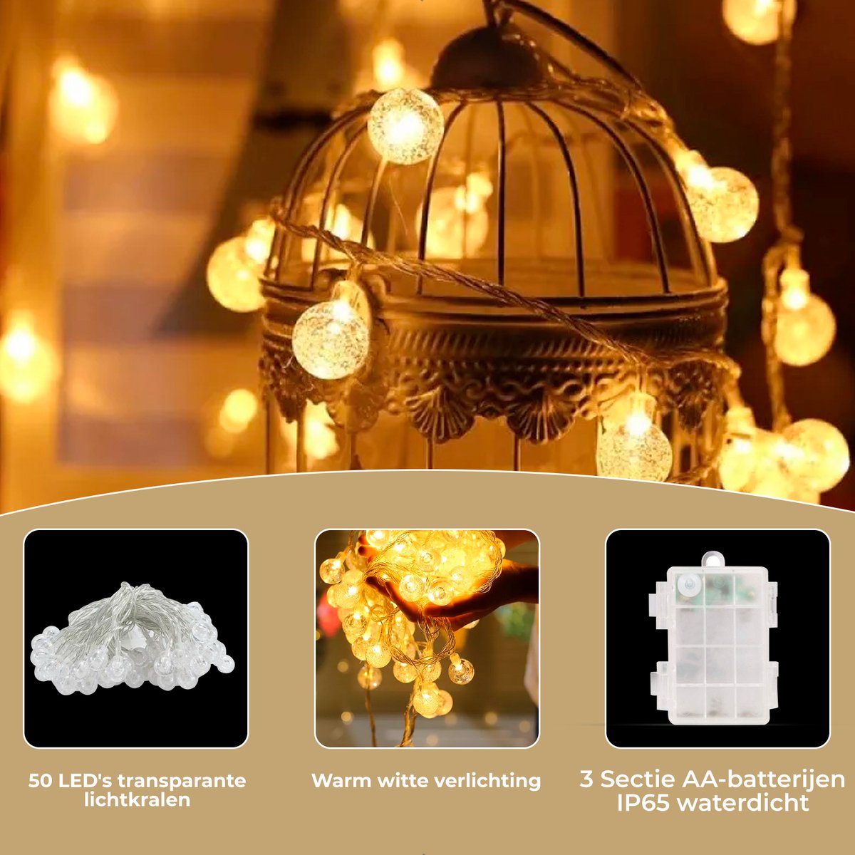 Kolpop Led-lichtsnoer Met Batterijen [4 Stuks], Lichtsnoer Voor Op Je Kamer 5m Lang Met 50 Stuks Micro Leds Lichtsnoer Voor Binnen Werkt Op Batterijen Geschikt Voor Feestjes Kerstmis In De Kerst