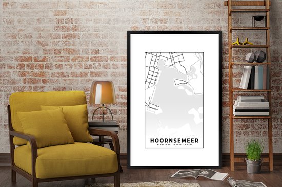 Fotolijst incl. Poster - Groningen - Plattegrond - Stadskaart - Kaart - Hoornsemeer - 80x120 cm - Posterlijst