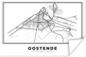 Poster Plattegrond – Oostende – België - Zwart Wit – Stadskaart - Kaart - 60x40 cm