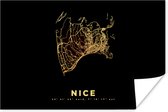 Poster Nice – Frankrijk - Goud - Kaart – Stadskaart – Plattegrond - 90x60 cm