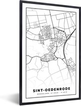 Fotolijst incl. Poster Zwart Wit- Sint-Oedenrode - Stadskaart - Zwart Wit - Plattegrond - Nederand - Kaart - 20x30 cm - Posterlijst