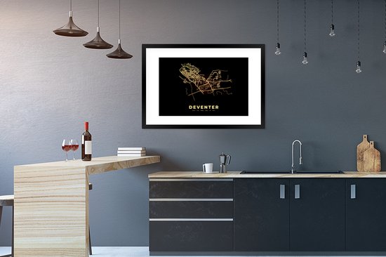 Cadre photo avec affiche - Deventer - Plan de la ville - Carte - Carte - Nederland - 90x60 cm - Cadre pour affiche
