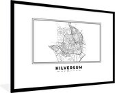 Fotolijst incl. Poster Zwart Wit- Plattegrond – Hilversum – Zwart Wit – Stadskaart - Kaart - Nederland - 90x60 cm - Posterlijst