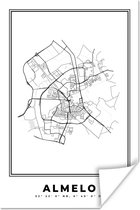 Poster Nederland – Almelo – Stadskaart – Kaart – Zwart Wit – Plattegrond - 20x30 cm