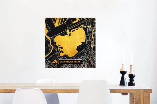 Poster Carte - Plan d'étage - Plan de la ville - Nederland - Zevenhuizerplas - 50x50 cm