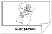 Poster Kaart – Plattegrond – Stadskaart – Amstelveen – Nederland – Zwart Wit - 180x120 cm XXL