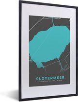 Fotolijst incl. Poster - Plattegrond - Slotermeer - Stadskaart - Amsterdam - Nederland - Kaart - 40x60 cm - Posterlijst