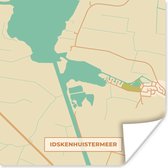 Poster Kaart - Idskenhuistermeer - Vintage - Plattegrond - Stadskaart - 50x50 cm