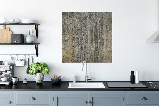 Poster Mur - Jaune - Marron - Grijs - 75x75 cm