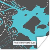 Poster Stadskaart - Plattegrond - Terhornsterpoelen - Friesland - Kaart - 100x100 cm XXL