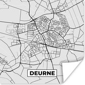 Poster Deurne - Stadskaart -Kaart - Plattegrond - Nederland - Zwart Wit - 100x100 cm XXL