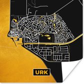 Affiche Urk - Black and Gold et Or - Plan de la ville - Plan d'étage - Carte - 75x75 cm
