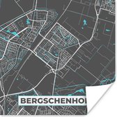 Poster Bergschenhoek - Blauw - Stadskaart - Plattegrond - Kaart - 100x100 cm XXL