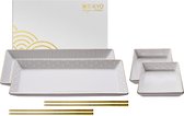 Tokyo Design Studio Nippon White - Ensemble de sushi 2 personnes - Porcelaine de haute qualité - Dans une belle boîte cadeau
