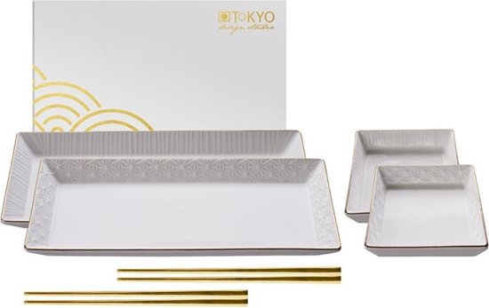 Tokyo Design Studio Nippon White - 2-persoons Sushi Set - Hoogwaardig Porselein - In fraaie Geschenkdoos