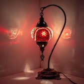 Mozaïek Lamp - Oosterse Lamp - Turkse Lamp - Tafellamp - Marokkaanse Lamp - Boogmodel - Ø 15 cm - Hoogte 42 cm - Handgemaakt - Authentiek - Rood & Wit
