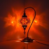 Mozaïek Lamp - Oosterse Lamp - Turkse Lamp - Tafellamp - Marokkaanse Lamp - Boogmodel - Ø 19 cm - Hoogte 42 cm - Handgemaakt - Authentiek  - Oranje