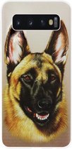 ADEL Siliconen Back Cover Softcase Hoesje Geschikt voor Samsung Galaxy S10 - Duitse Herder Hond