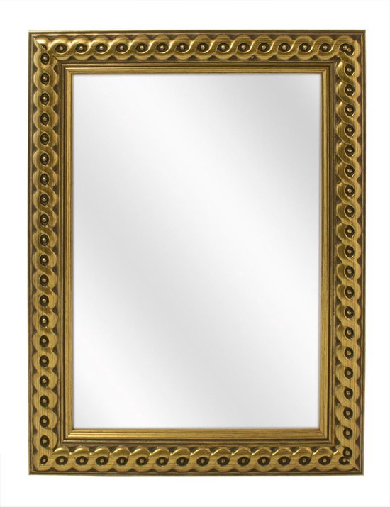 Miroir avec cadre en bois tressé - Or - 40x60 cm