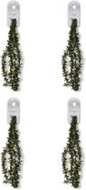 4x Groene dunne kerst slingers/guirlande met rode versiering 150 cm - Dennenslingers kerstversieringen/kerstdecoraties