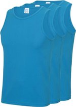 3-Pack Maat M - Sport singlets/hemden blauw voor heren - Hardloopshirts/sportshirts - Sporten/hardlopen/fitness/bodybuilding - Sportkleding top blauw voor mannen
