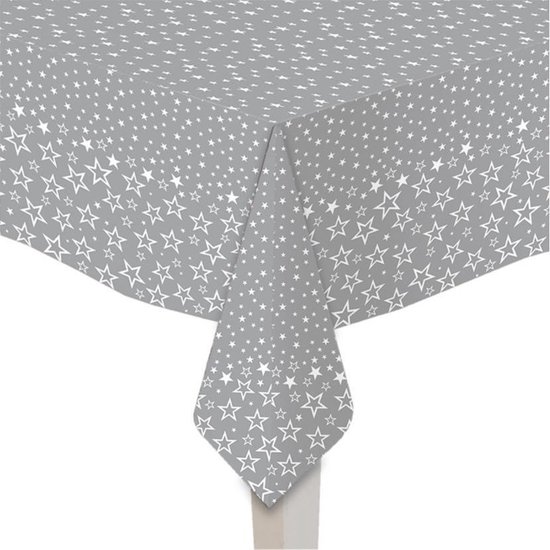 vlam zondag zoeken 2x stuks papieren tafelkleden zilver met witte sterren print 120 x 180 cm -  Kerst... | bol.com