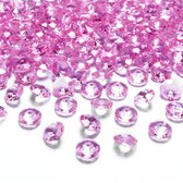 100x Hobby/decoratie fuchsia roze diamantjes/steentjes 12 mm/1,2 cm - Kleine kunststof edelstenen fuchsia roze - Hobbymateriaal - DIY knutselen - Feestversiering/feestdecoratie plastic tafeld