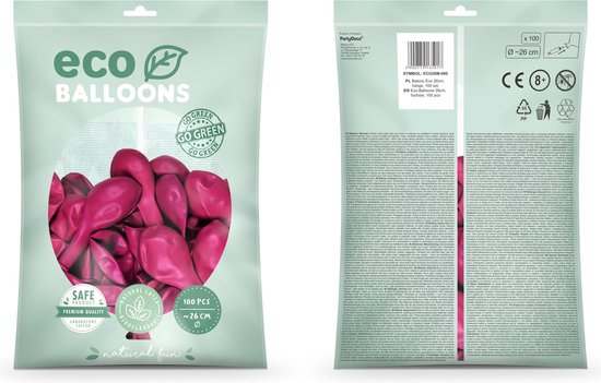 300x Fuchsia roze ballonnen 26 cm eco/biologisch afbreekbaar - Milieuvriendelijke ballonnen