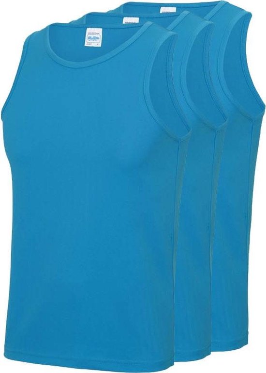 3-Pack Maat XL - Sport singlets/hemden blauw voor heren - Hardloopshirts/sportshirts - Sporten/hardlopen/fitness/bodybuilding - Sportkleding top blauw voor mannen