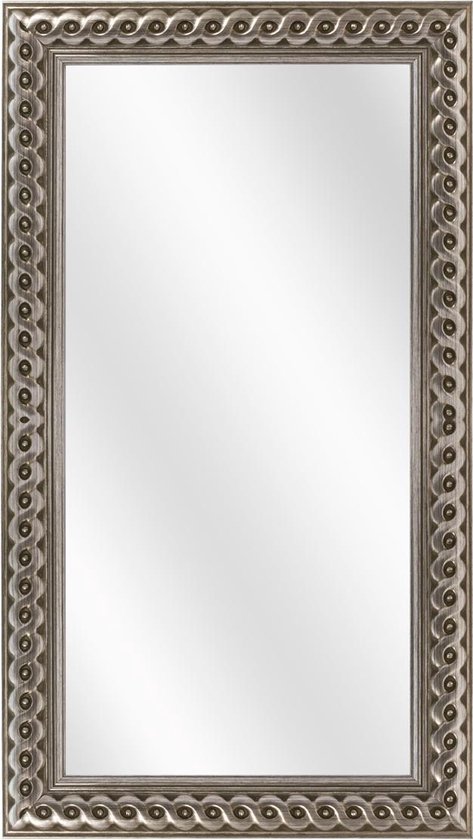 Spiegel met Gevlochten Houten Lijst - Zilver - 20x50 cm