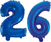 Folieballon 26 jaar blauw 86cm