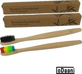oDaani Bamboe Tandenborstels - 2 Stuks - Regenboog & Zwart - Milieuvriendelijk - Recyclebaar