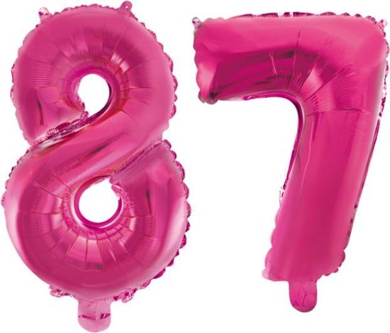 Folieballon 87 jaar roze 41cm