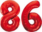 Folieballon 86 jaar rood 86cm