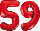 Folieballon 59 jaar rood 86cm