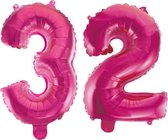 Folieballon 32 jaar roze 41cm