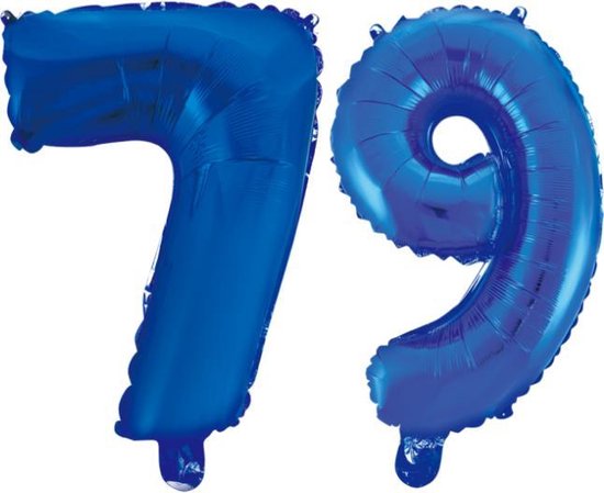 Folieballon 79 jaar blauw 86cm