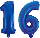Folieballon 16 jaar blauw 86cm