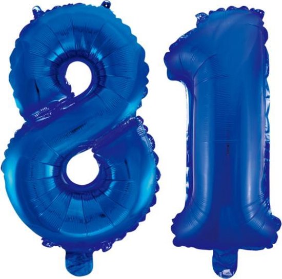 Folieballon 81 jaar blauw 86cm