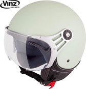 VINZ Stelvio Jethelm Mat Mint Groen / Scooterhelm / Brommerhelm / Motorhelm / Fashionhelm voor Scooter / Vespa / Brommer / Motor