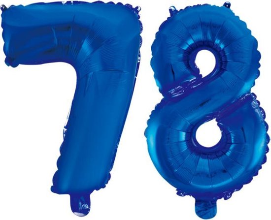 Folieballon 78 jaar blauw 86cm