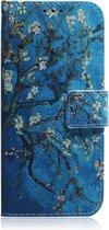 Blauw bloemen agenda wallet book case hoesje Sony Xperia L4