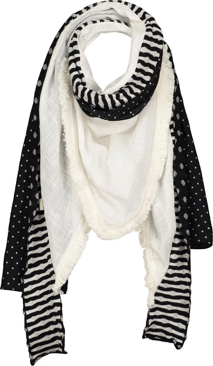 Dames Sjaal zwart en wit gestreept en sterren | bol.com