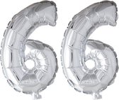 Folieballon 66 jaar zilver 41cm