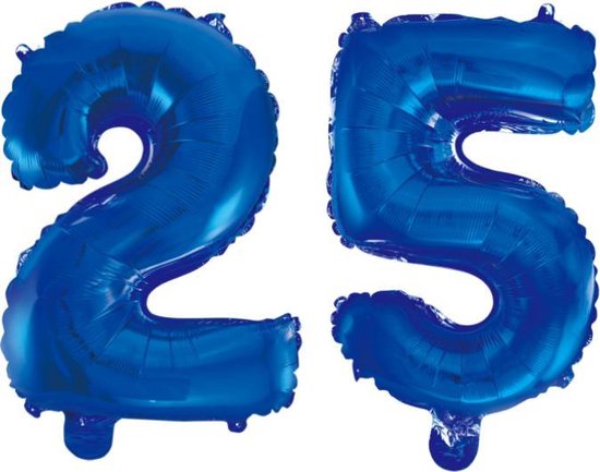 Folieballon 25 jaar blauw 41cm