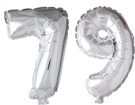 Folieballon 79 jaar zilver 41cm
