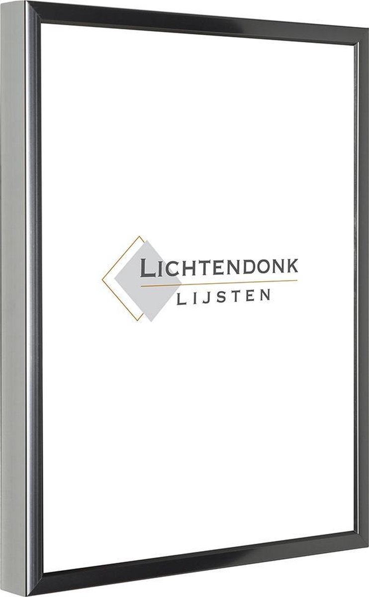 Lichtendonk Aluminium Wissellijst 70 x 90 Chrome Antraciet (glans) - UV Werend Helder Acrylite - Museum kwaliteit