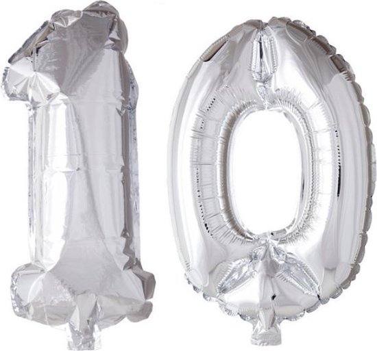Folieballon 10 jaar zilver 41cm