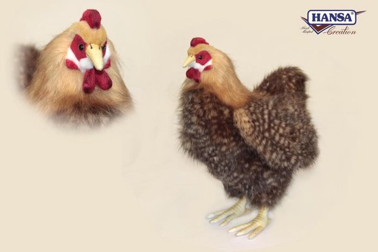 Hansa Pluche kip knuffel - Realistische kippen van 35 cm - Beige